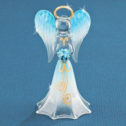 Glass Baron Blue Angel with Swarovski Crystal Heart Glass Figurine