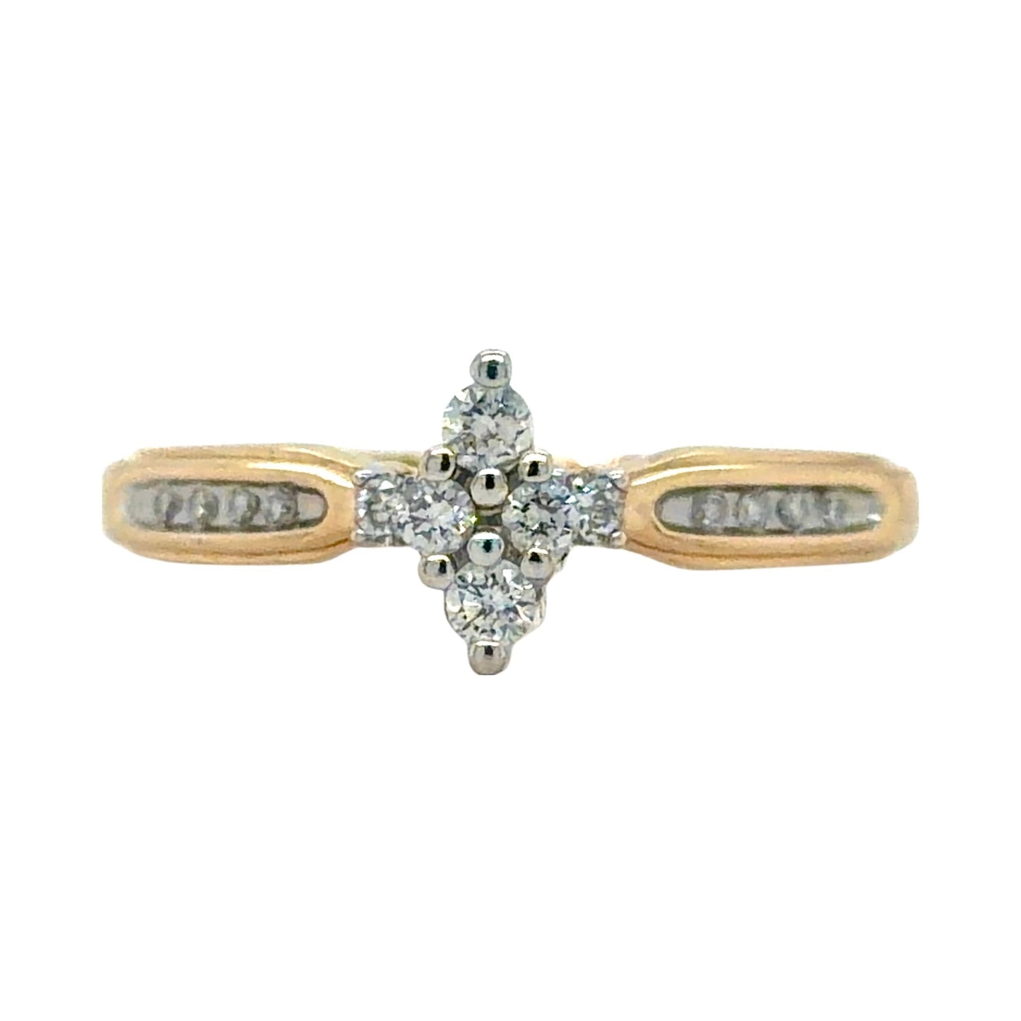 1/5ctw Diamond Cluster 10k Yellow Gold Ring 3.3g Size 8.5