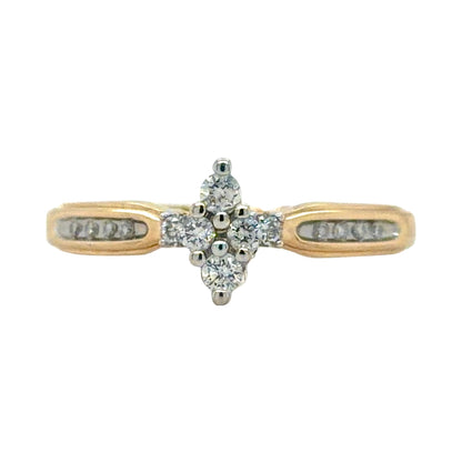 1/5ctw Diamond Cluster 10k Yellow Gold Ring 3.3g Size 8.5