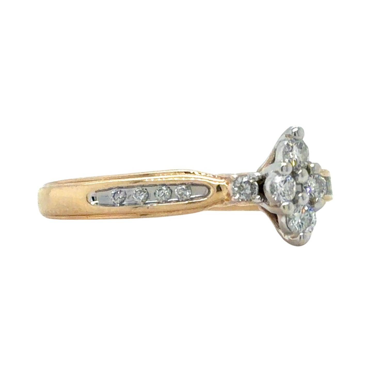 1/5ctw Diamond Cluster 10k Yellow Gold Ring 3.3g Size 8.5