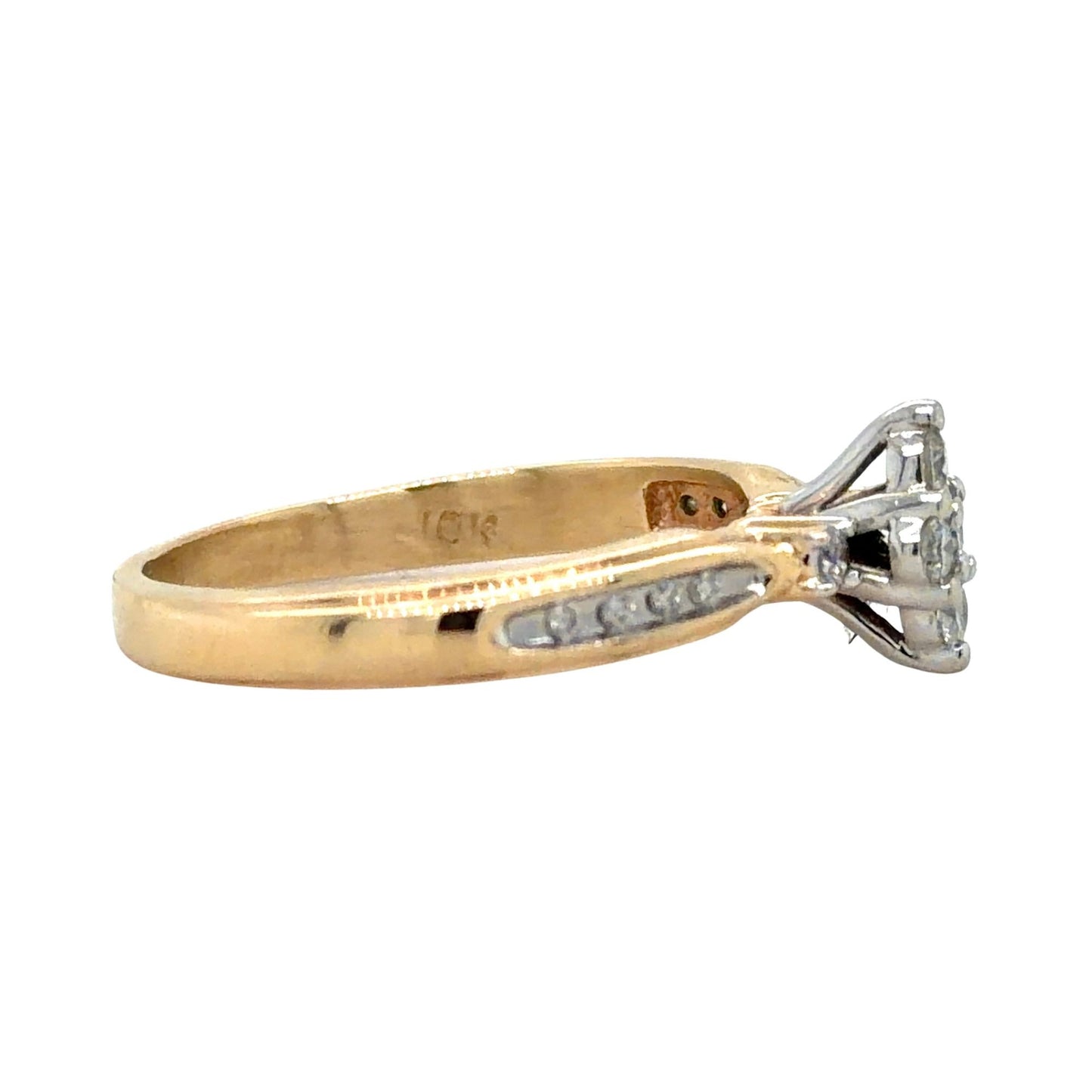 1/5ctw Diamond Cluster 10k Yellow Gold Ring 3.3g Size 8.5