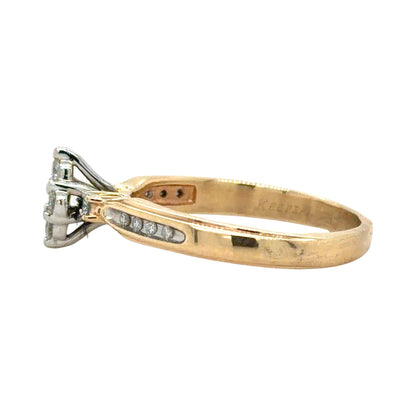 1/5ctw Diamond Cluster 10k Yellow Gold Ring 3.3g Size 8.5
