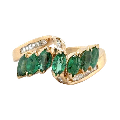 Emerald & Diamond 14k Yellow Gold Ring  4.2g Size 7