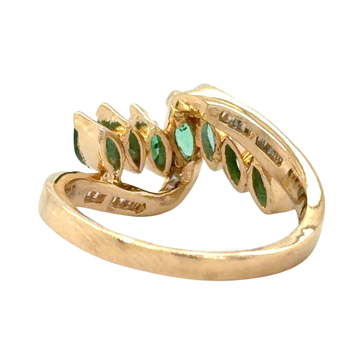 Emerald & Diamond 14k Yellow Gold Ring  4.2g Size 7