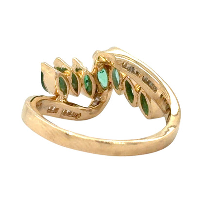 Emerald & Diamond 14k Yellow Gold Ring  4.2g Size 7