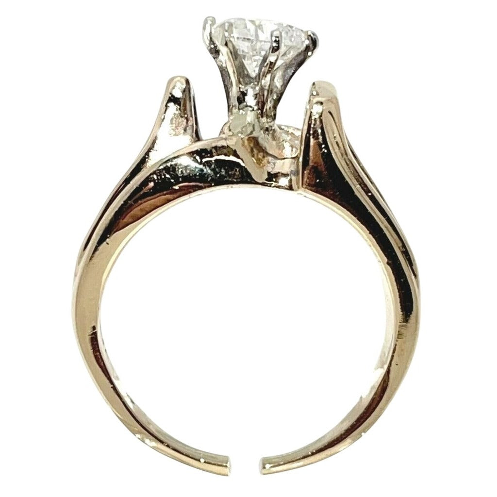 1 Ct Diamond Solitaire & Accent Ring 14K Yellow Gold 6.5g Size 6