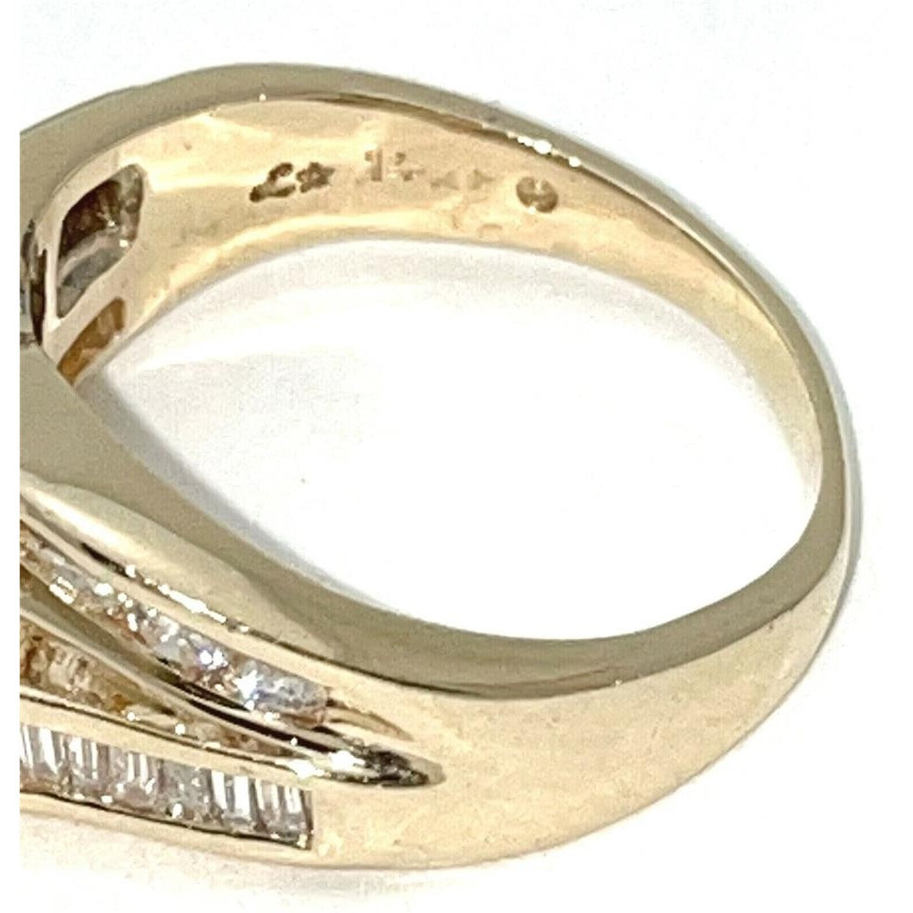 1 Ct Diamond Solitaire & Accent Ring 14K Yellow Gold 6.5g Size 6