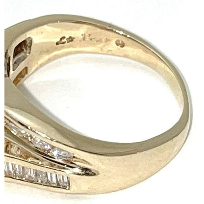 1 Ct Diamond Solitaire & Accent Ring 14K Yellow Gold 6.5g Size 6