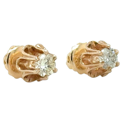 3/8ctw Diamond 14k Yellow Gold Stud Earrings 1.6g (I1-3,J-L)