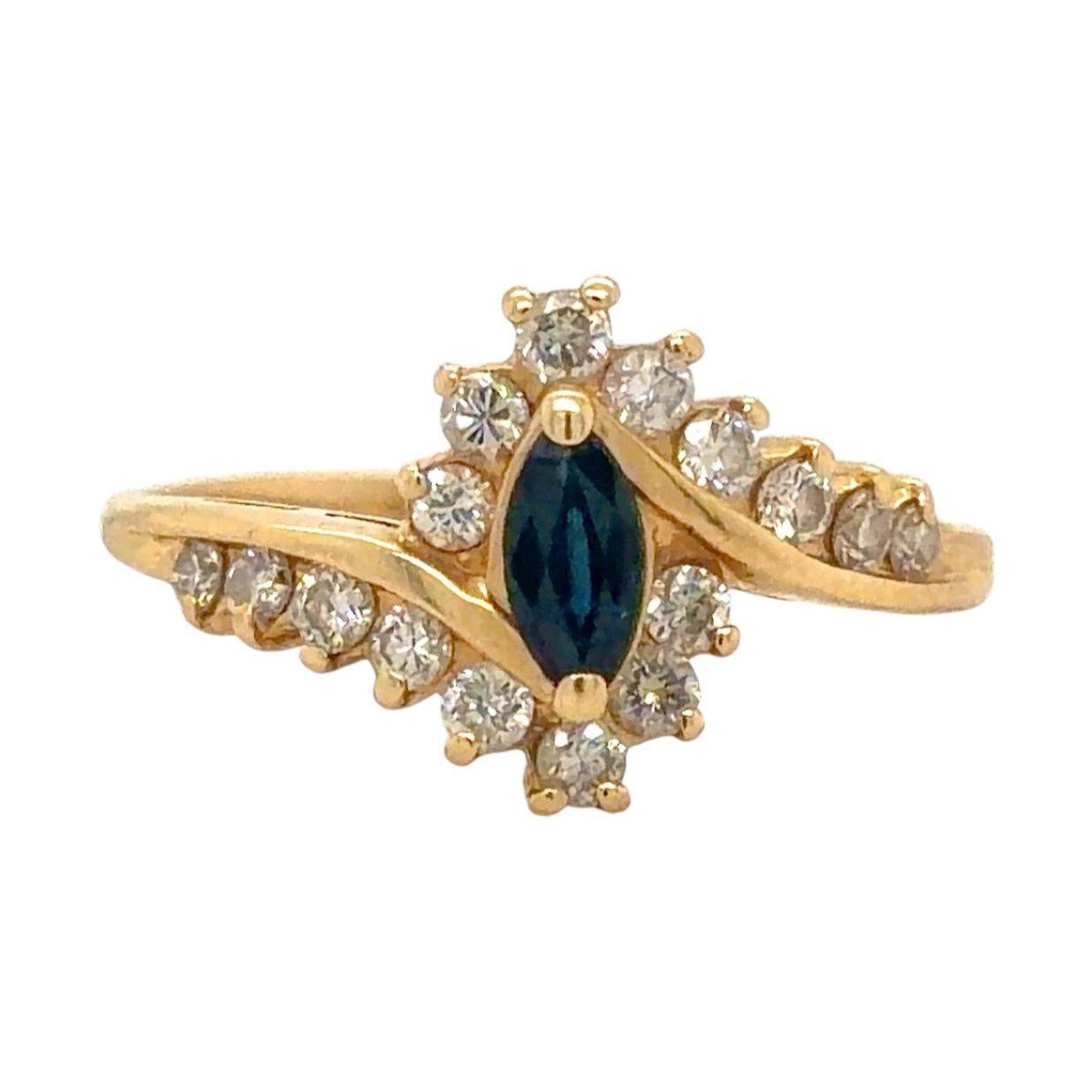 1/3ctw Sapphire & Diamond 14k Yellow Gold Ring 2.5g Size 7.5