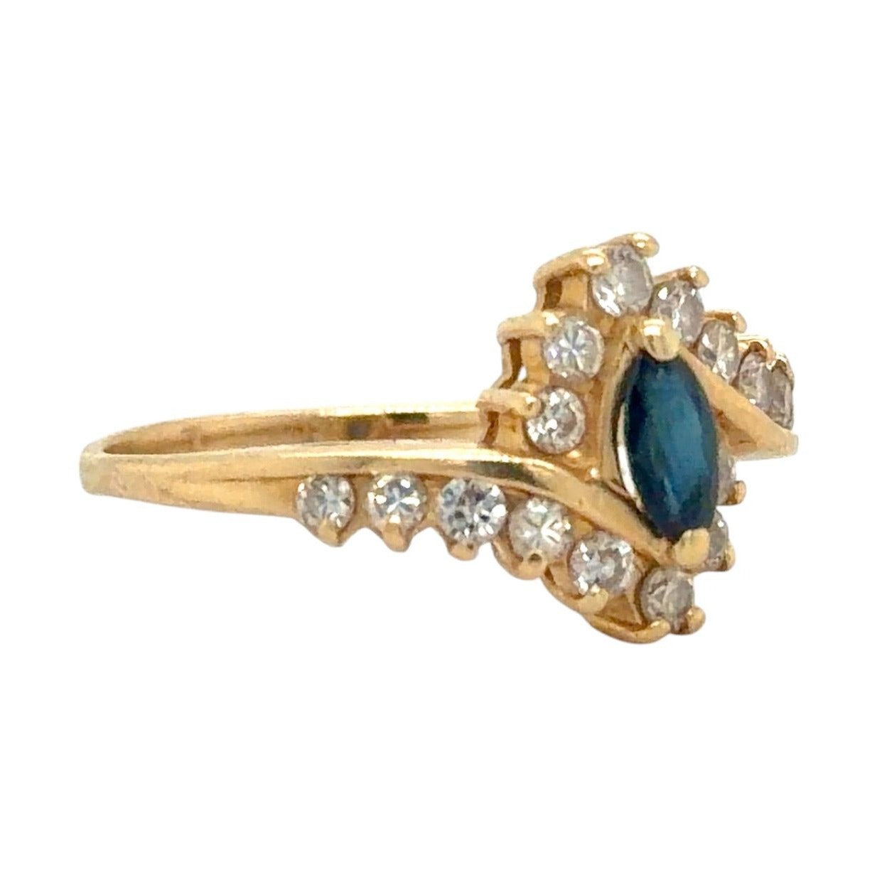 1/3ctw Sapphire & Diamond 14k Yellow Gold Ring 2.5g Size 7.5