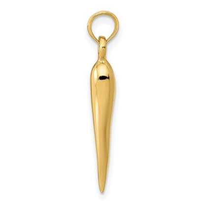 10K Yellow Gold Medium Italian Horn Pendant Charm
