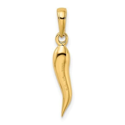 10K Yellow Gold Medium Italian Horn Pendant Charm