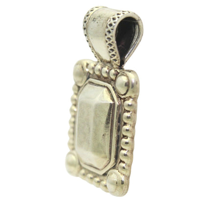 .925 Sterling Silver Rectangular Pendant Beaded Edge Design 12.5g
