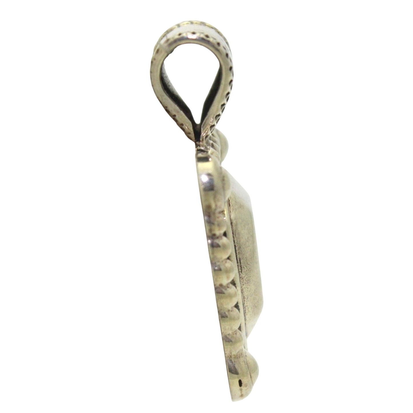 .925 Sterling Silver Rectangular Pendant Beaded Edge Design 12.5g