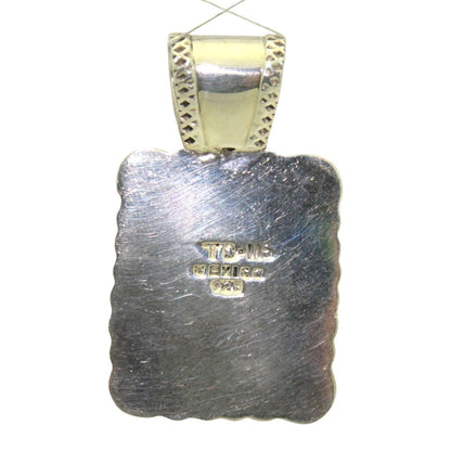 .925 Sterling Silver Rectangular Pendant Beaded Edge Design 12.5g