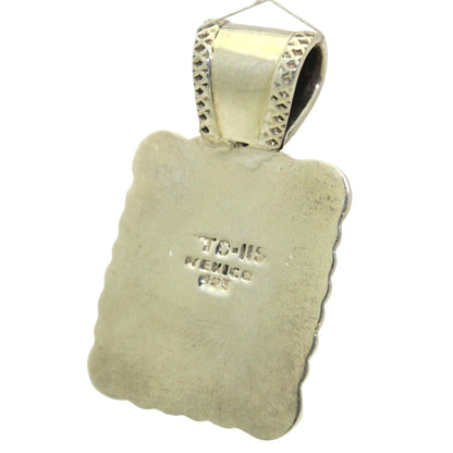 .925 Sterling Silver Rectangular Pendant Beaded Edge Design 12.5g
