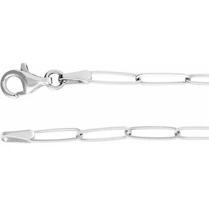 Sterling Silver Paperclip Necklace 18 inch with Bar ID Necklace