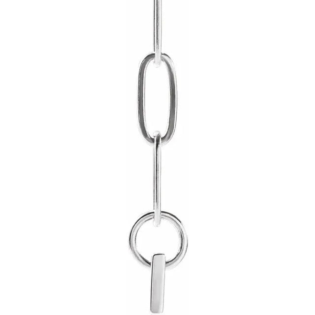 Sterling Silver Paperclip Necklace 18 inch with Bar ID Necklace
