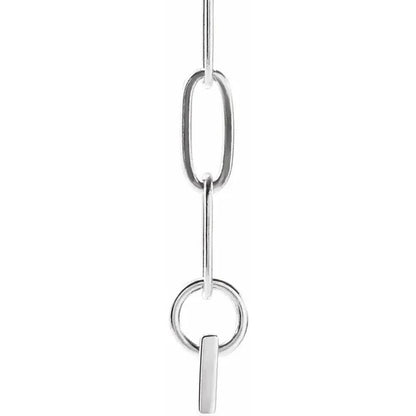 Sterling Silver Paperclip Necklace 18 inch with Bar ID Necklace