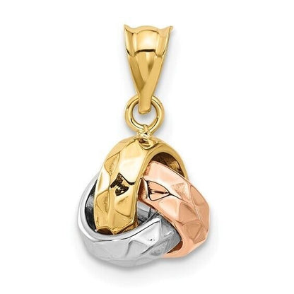 Leslies 14K Tri-Color Polished & Diamond-Cut Love Knot Pendant