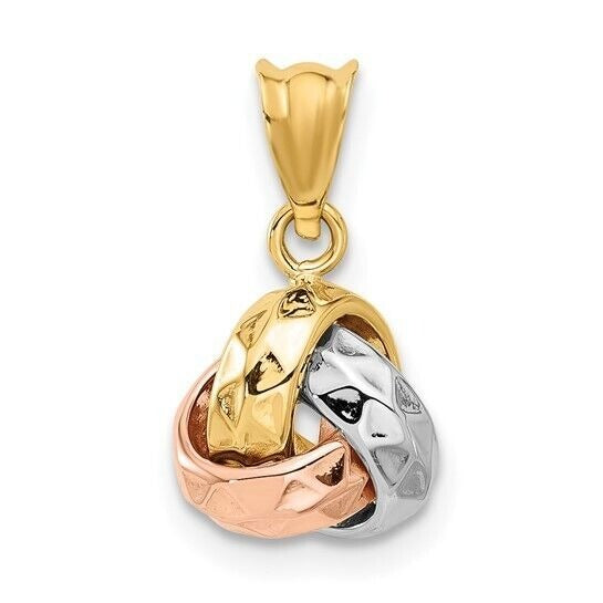 Leslies 14K Tri-Color Polished & Diamond-Cut Love Knot Pendant