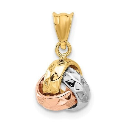 Leslies 14K Tri-Color Polished & Diamond-Cut Love Knot Pendant