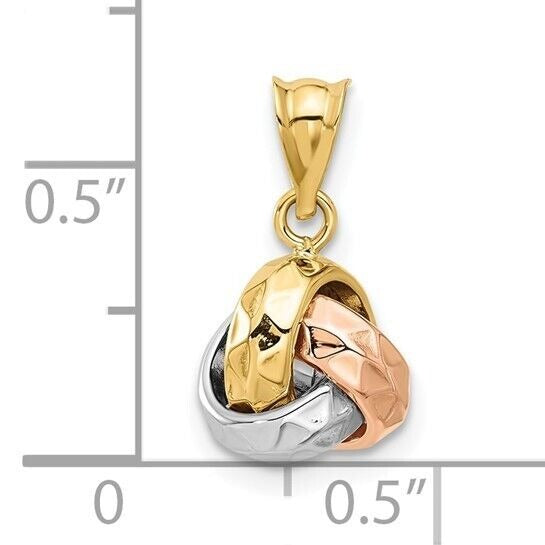 Leslies 14K Tri-Color Polished & Diamond-Cut Love Knot Pendant