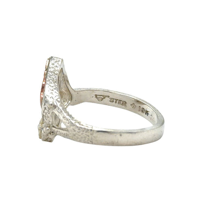 Sterling Silver & 10K Yellow & Rose Gold Leaf Ring 3.9g Size 7.75