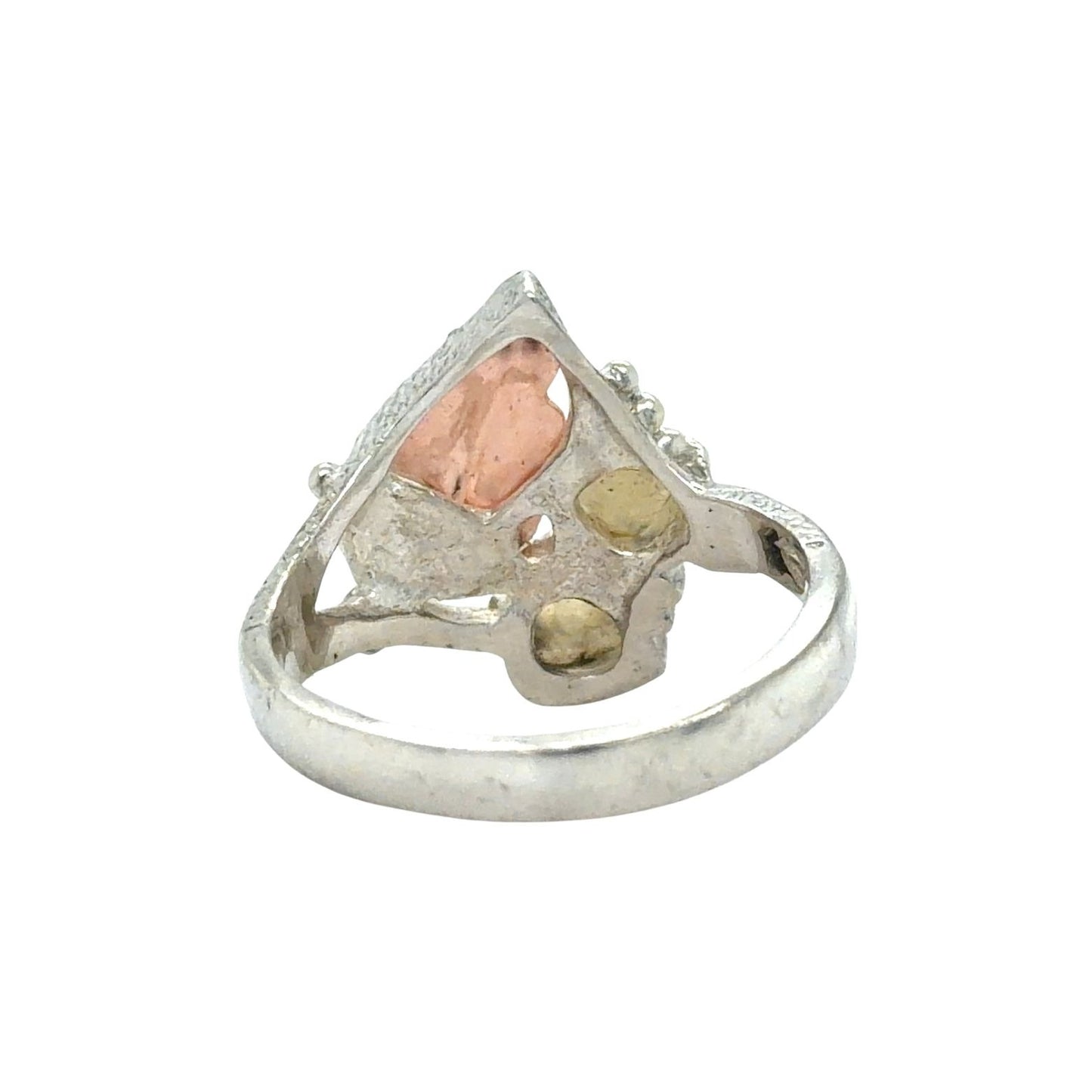 Sterling Silver & 10K Yellow & Rose Gold Leaf Ring 3.9g Size 7.75