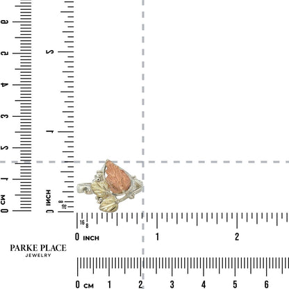 Sterling Silver & 10K Yellow & Rose Gold Leaf Ring 3.9g Size 7.75