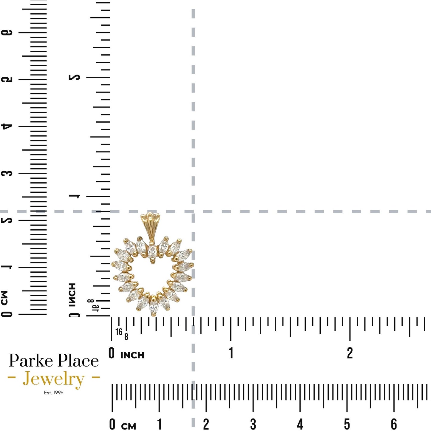 Cubic Zirconia Heart 14k Yellow Gold Pendant 2.6g