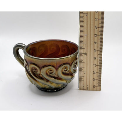 Vintage Dugan Carnival Glass "S-Repeat" Amethyst Punch Cup With Iridescent Finish