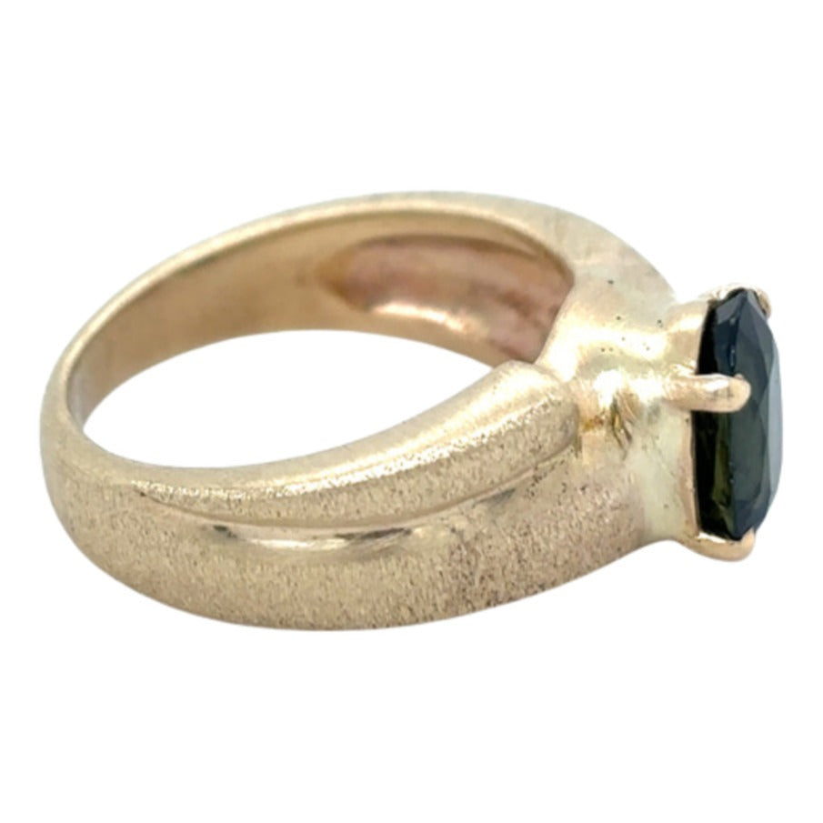 10k Yellow Gold Green Spinel Solitaire Size 4.25 Ring 5.0g