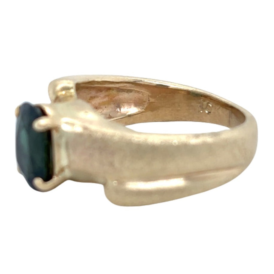 10k Yellow Gold Green Spinel Solitaire Size 4.25 Ring 5.0g