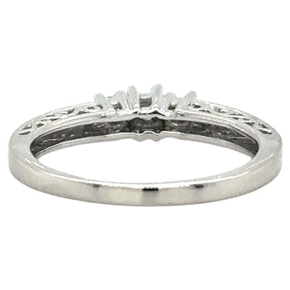 10k White Gold 1/10ctw Three-Stone Diamond Engagement Ring 2.0g Size 5