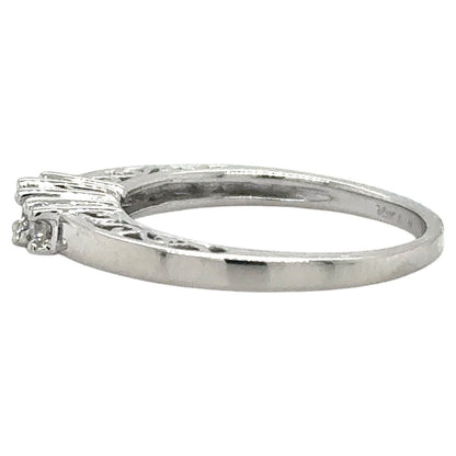 10k White Gold 1/10ctw Three-Stone Diamond Engagement Ring 2.0g Size 5