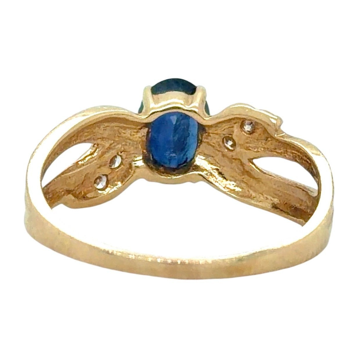 1ct Sapphire and 1/20ct Diamond 14K Yellow Gold Ring 2.9g Size 8