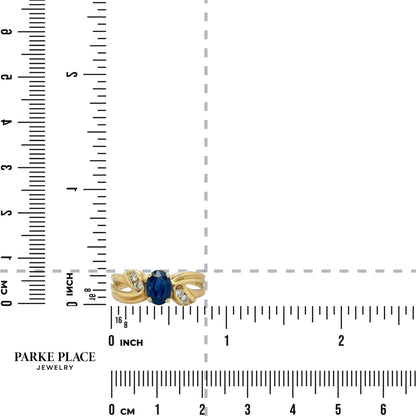 1ct Sapphire and 1/20ct Diamond 14K Yellow Gold Ring 2.9g Size 8