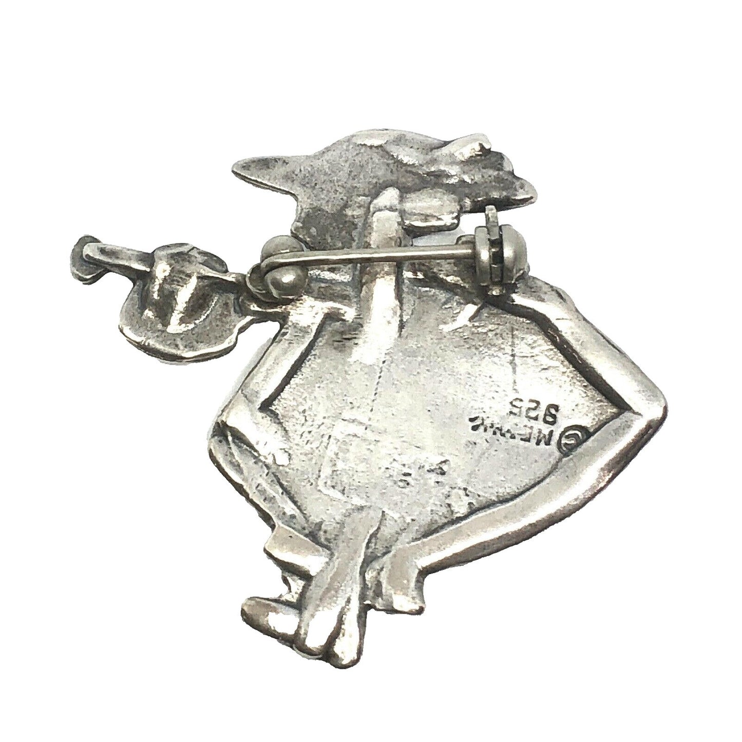 Sterling Silver Colonial Girl Gardening Day Pin Brooch 925 Vintage Design 12.2g