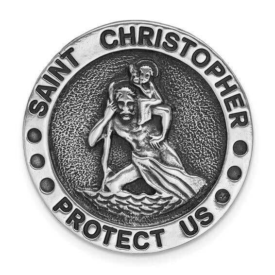 Silver-tone ST. CHRISTOPHER PROTECT US Visor Clip