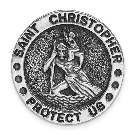 Silver-tone ST. CHRISTOPHER PROTECT US Visor Clip