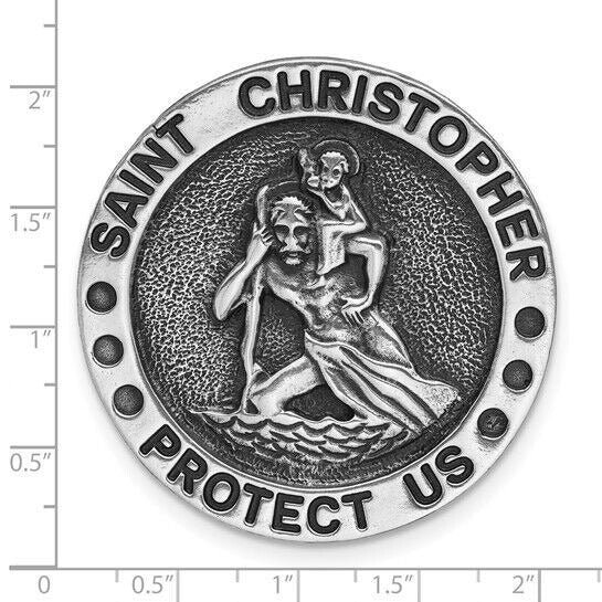 Silver-tone ST. CHRISTOPHER PROTECT US Visor Clip