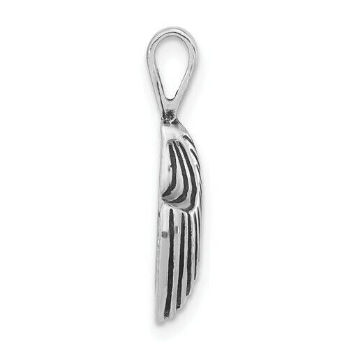 Sterling Silver Polished & Antiqued Mussel Shell Chain Slide Pendant 925