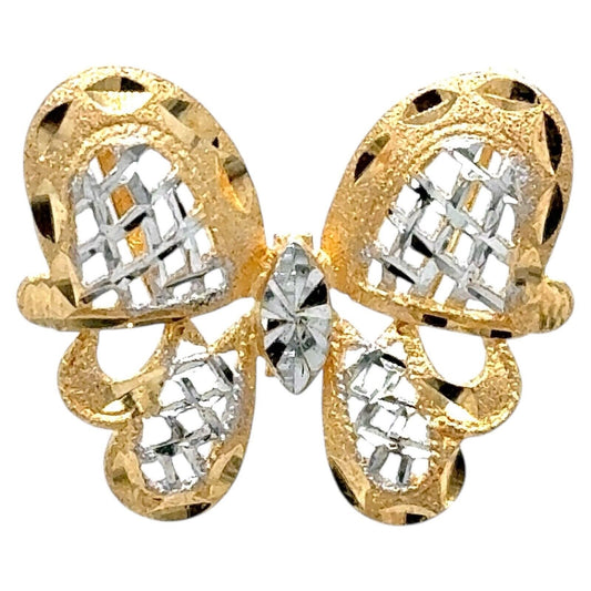 14k White and Yellow Gold Butterfly Pendant Charm 2.0g