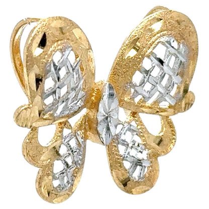 14k White and Yellow Gold Butterfly Pendant Charm 2.0g