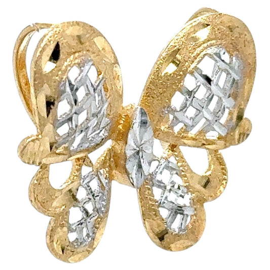 14k White and Yellow Gold Butterfly Pendant Charm 2.0g