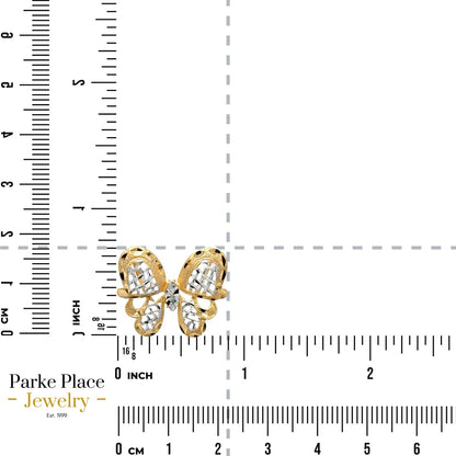 14k White and Yellow Gold Butterfly Pendant Charm 2.0g