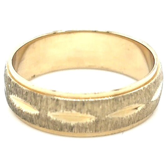 6mm Textured Wedding Band Ring 14k Yellow Gold 4.3g Size 7