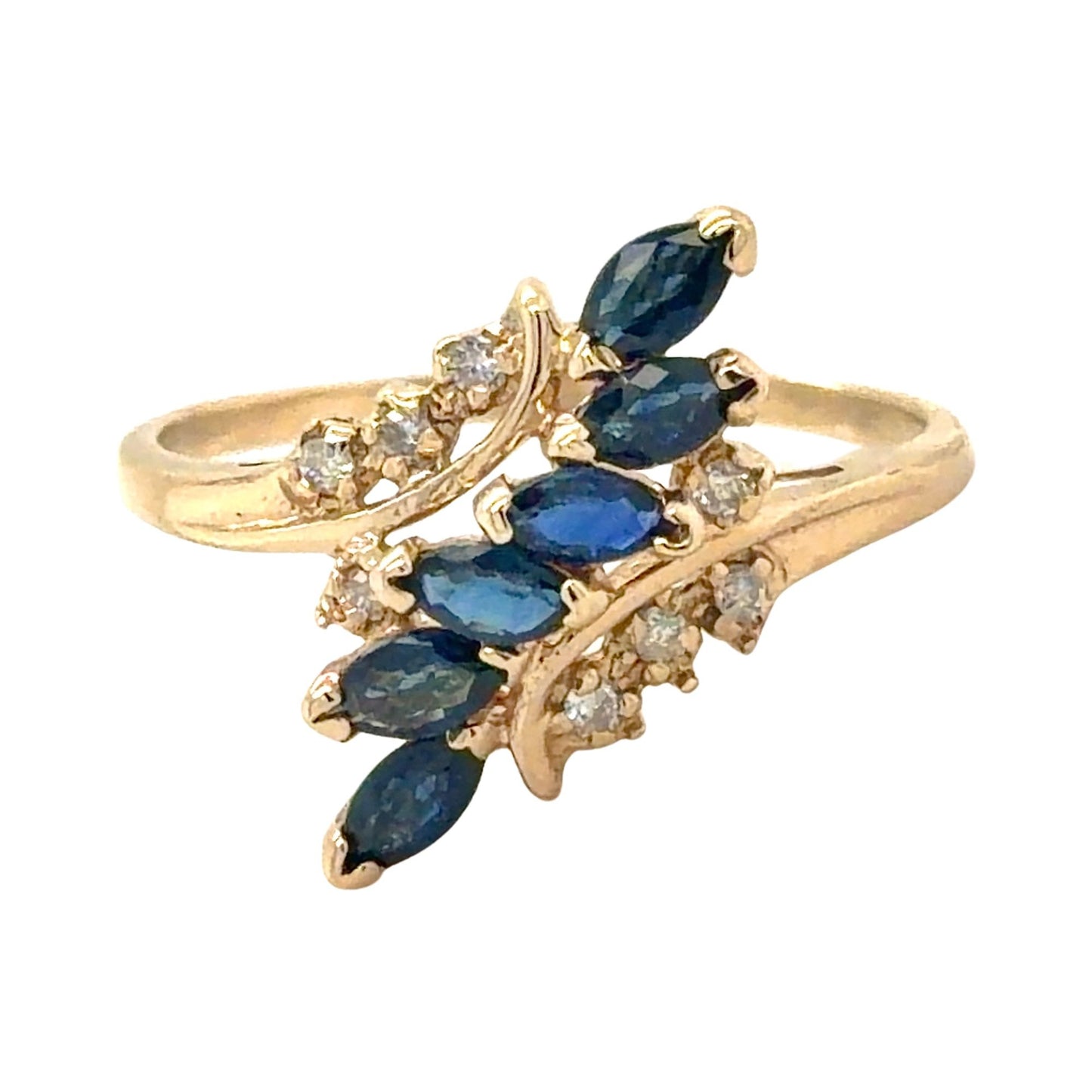 1/2ctw Sapphire & Diamond 14k Yellow Gold Ring 2.7g Size 8.75